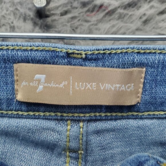 7 For All Mankind Jeans Womens 26 Blue Josefina Luxe Vintage Button Fly Ankle - Picture 3 of 16